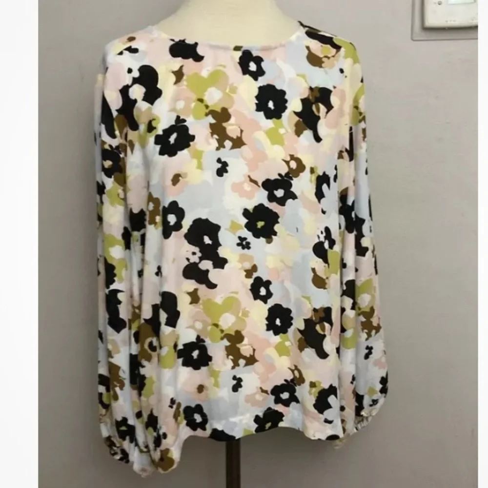 11-30 LOFT Outlet Floral Top Blouse Large Pastel - Picture 1 of 3